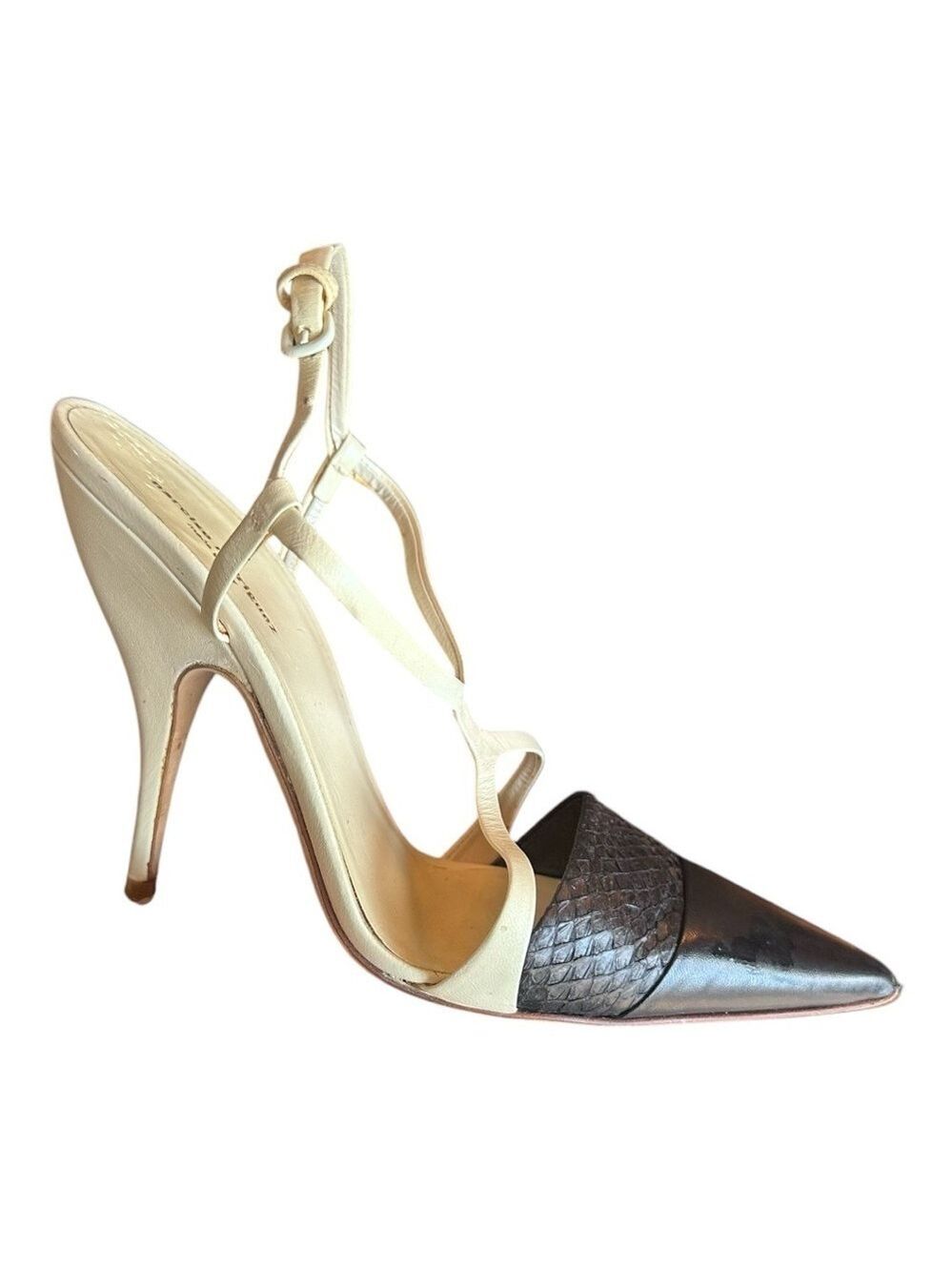 Narciso Rodriguez Cream & Black Slingback Pointed toe  Pumps sz 38